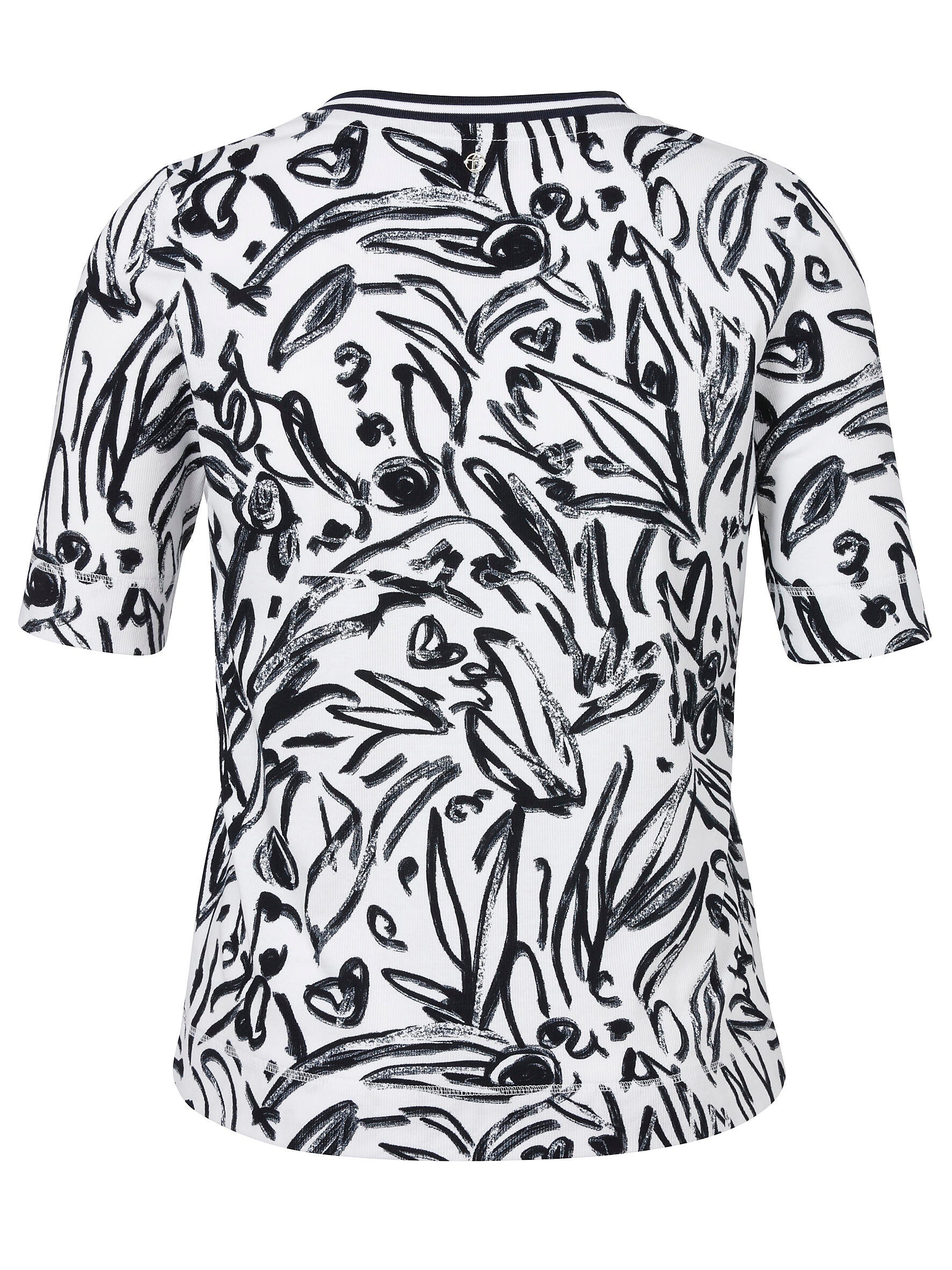 T-Shirt Rundhals 1/2 Arm Druck - 997 - Weiß | Schwarz