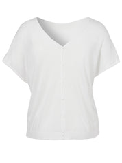 Pullover Rundhals 1/2 Arm überschnittene Schulter - 994 - Weiß