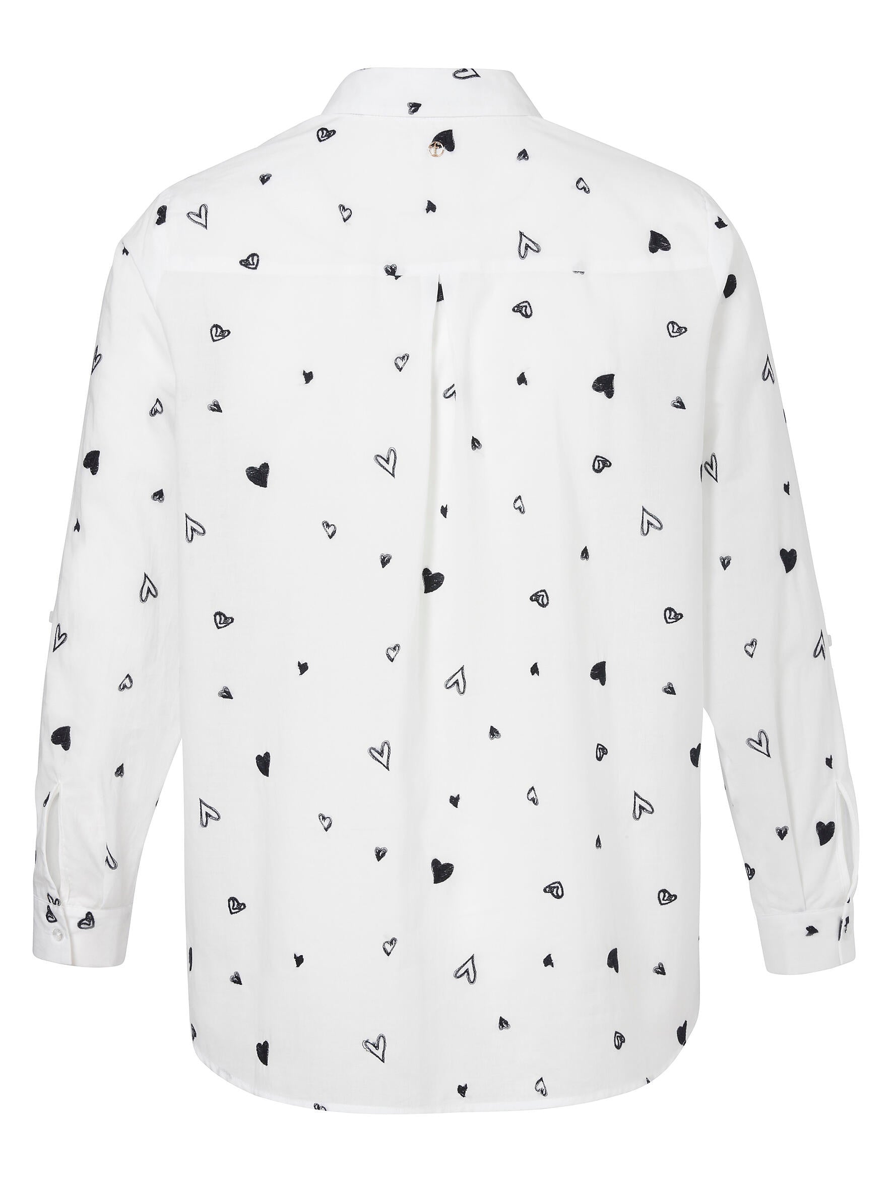 Bluse Hemdkragen 1/1 Arm Stickerei - 994814 - Weiß | Schwarz