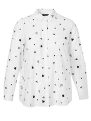 Bluse Hemdkragen 1/1 Arm Stickerei - 994814 - Weiß | Schwarz