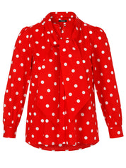 Schluppenbluse aus Baumwolle - 354954-red / offwhite - Rot