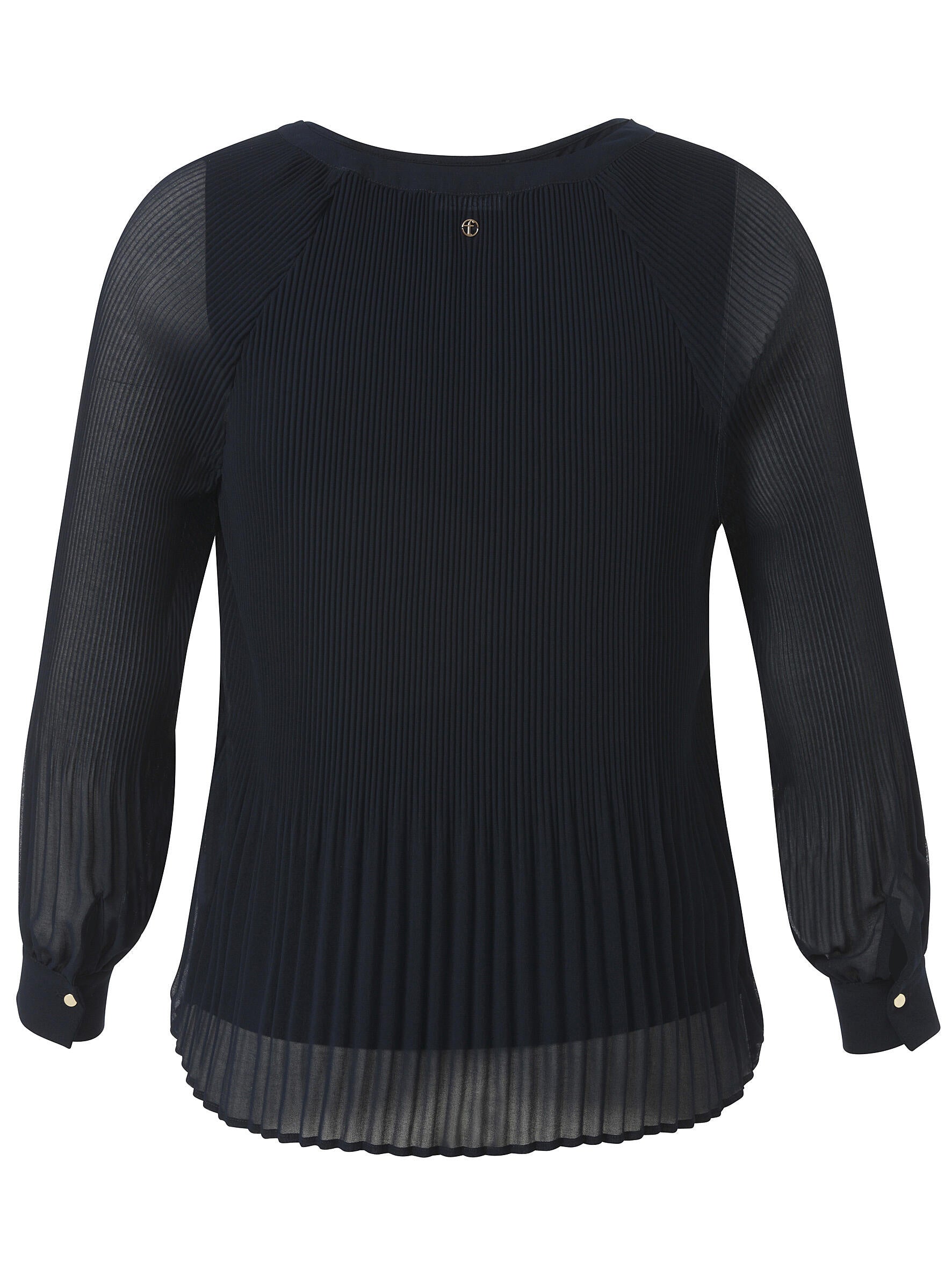 Plisseebluse mit V-Ausschnitt - 814-navy - Blau