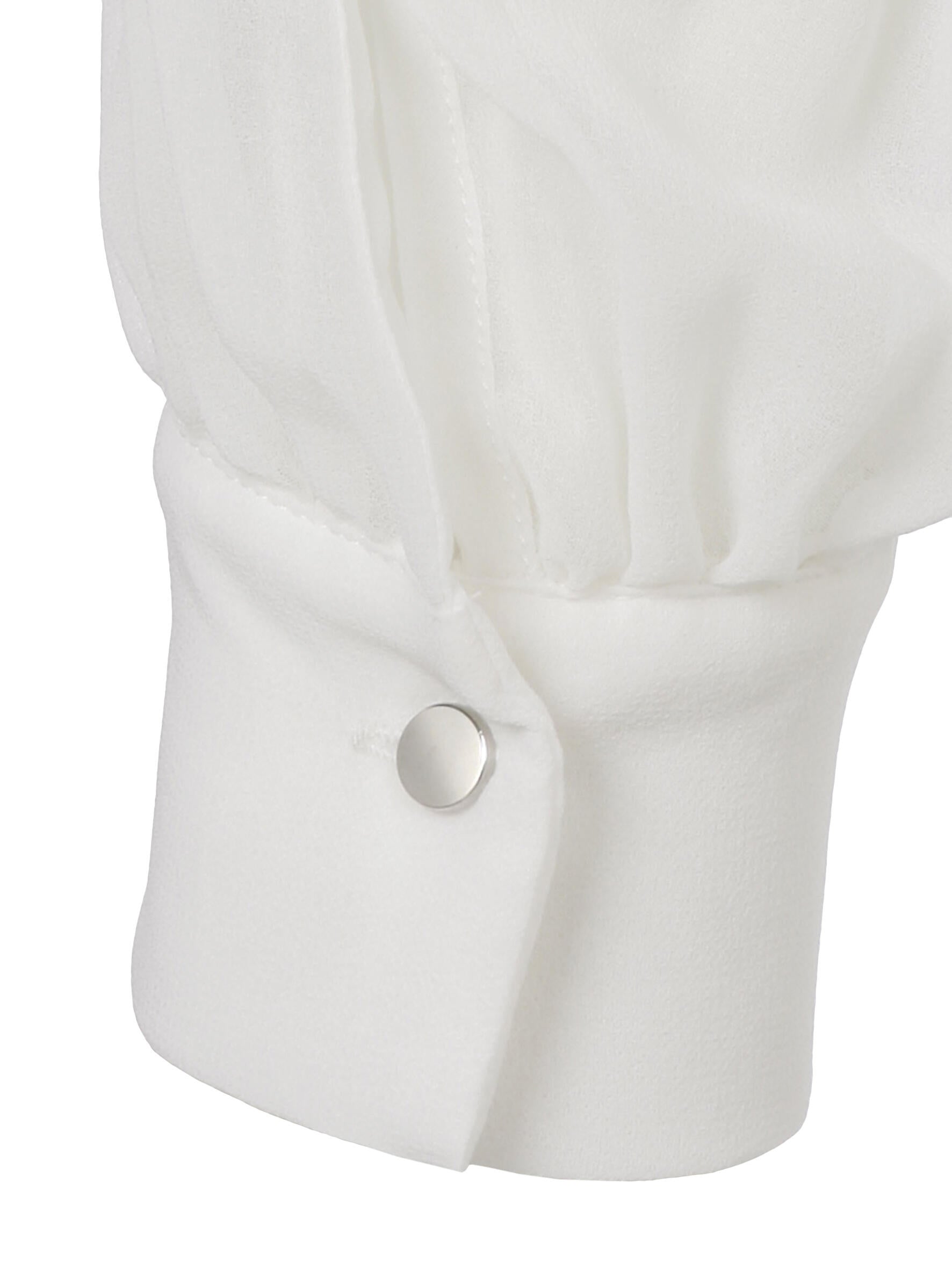 Plisseebluse mit V-Ausschnitt - 954-offwhite - Weiß