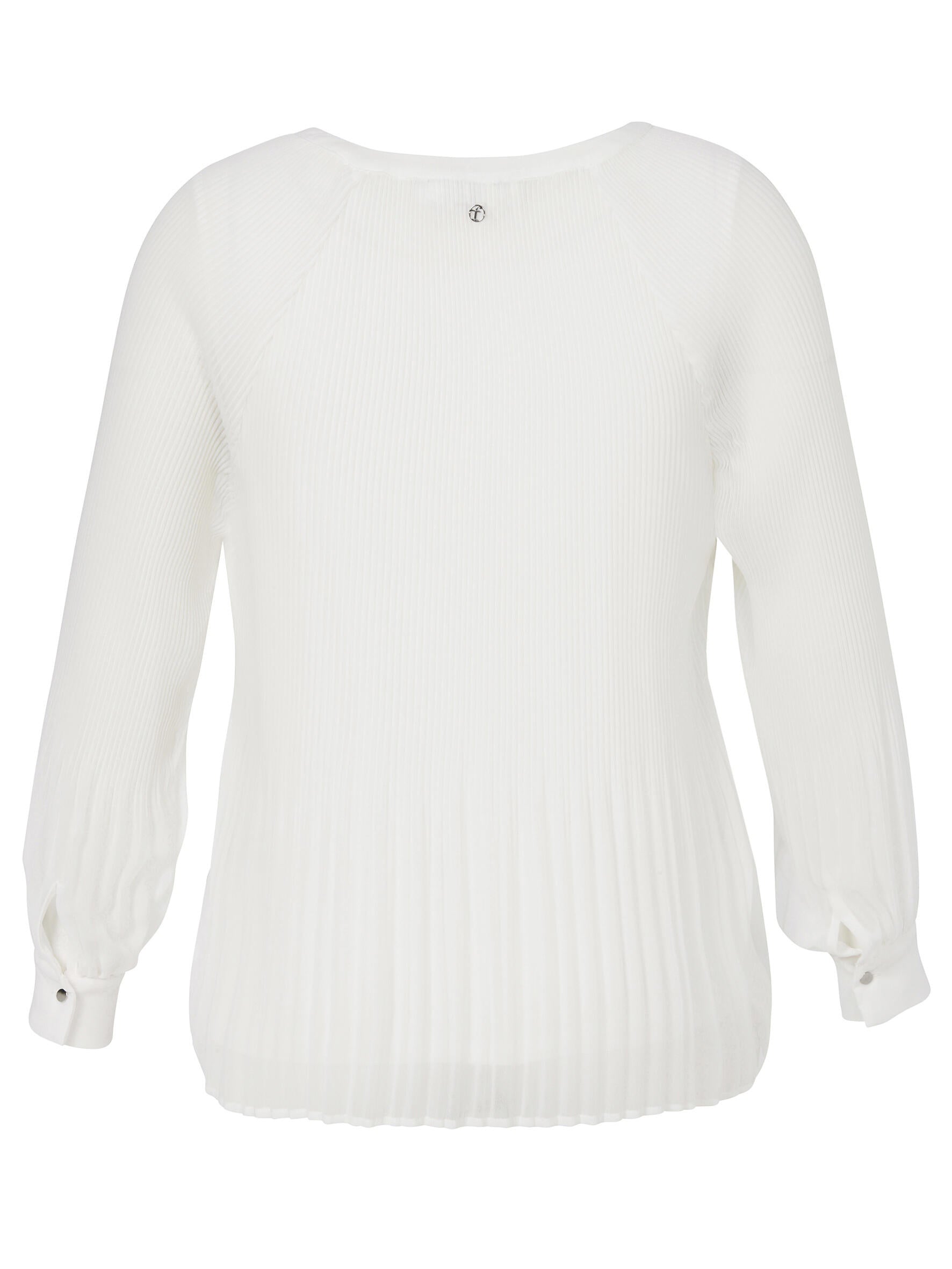 Plisseebluse mit V-Ausschnitt - 954-offwhite - Weiß