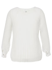 Plisseebluse mit V-Ausschnitt - 954-offwhite - Weiß