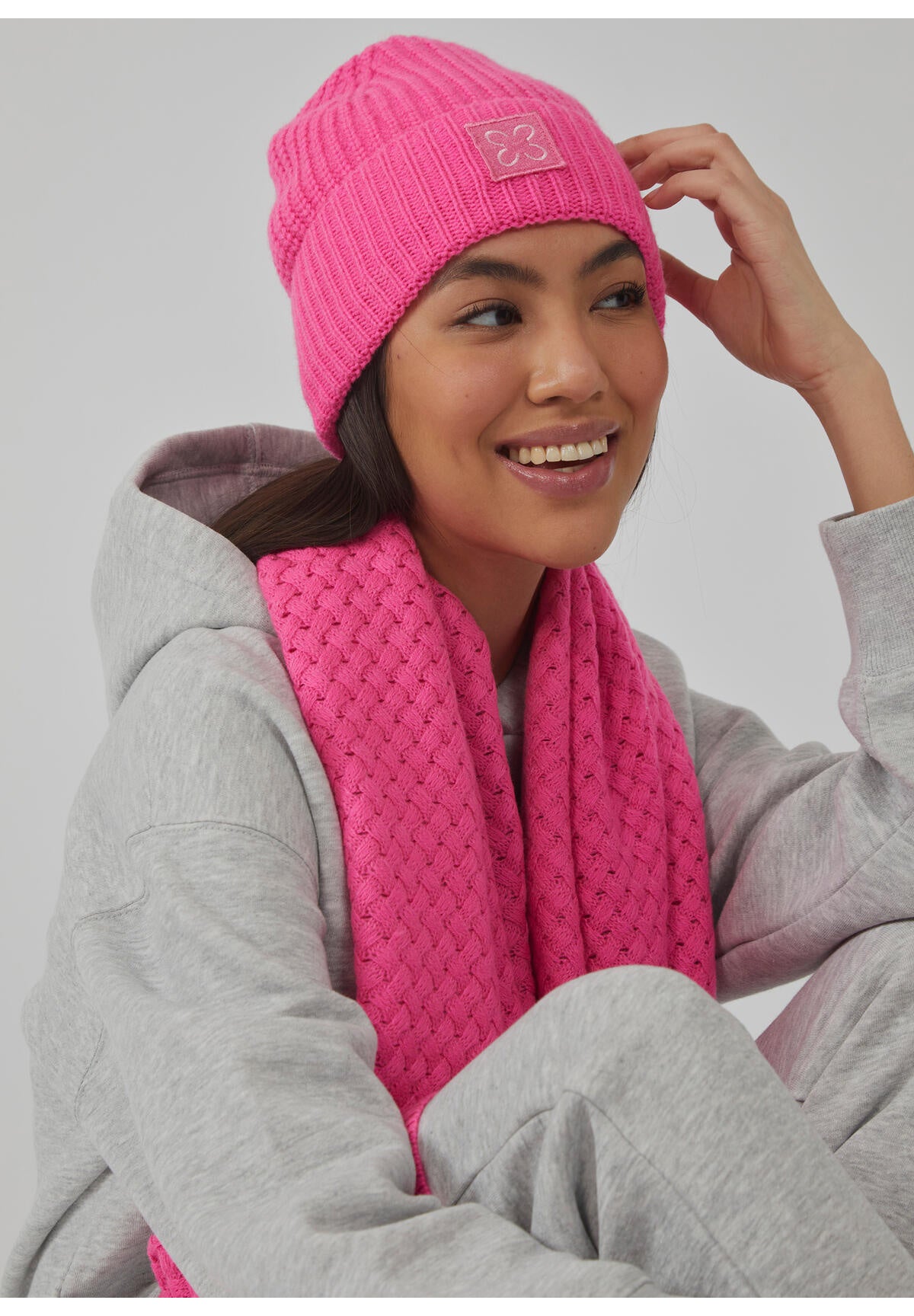 Gefütterte Strickmütze - PIN2 - Pink