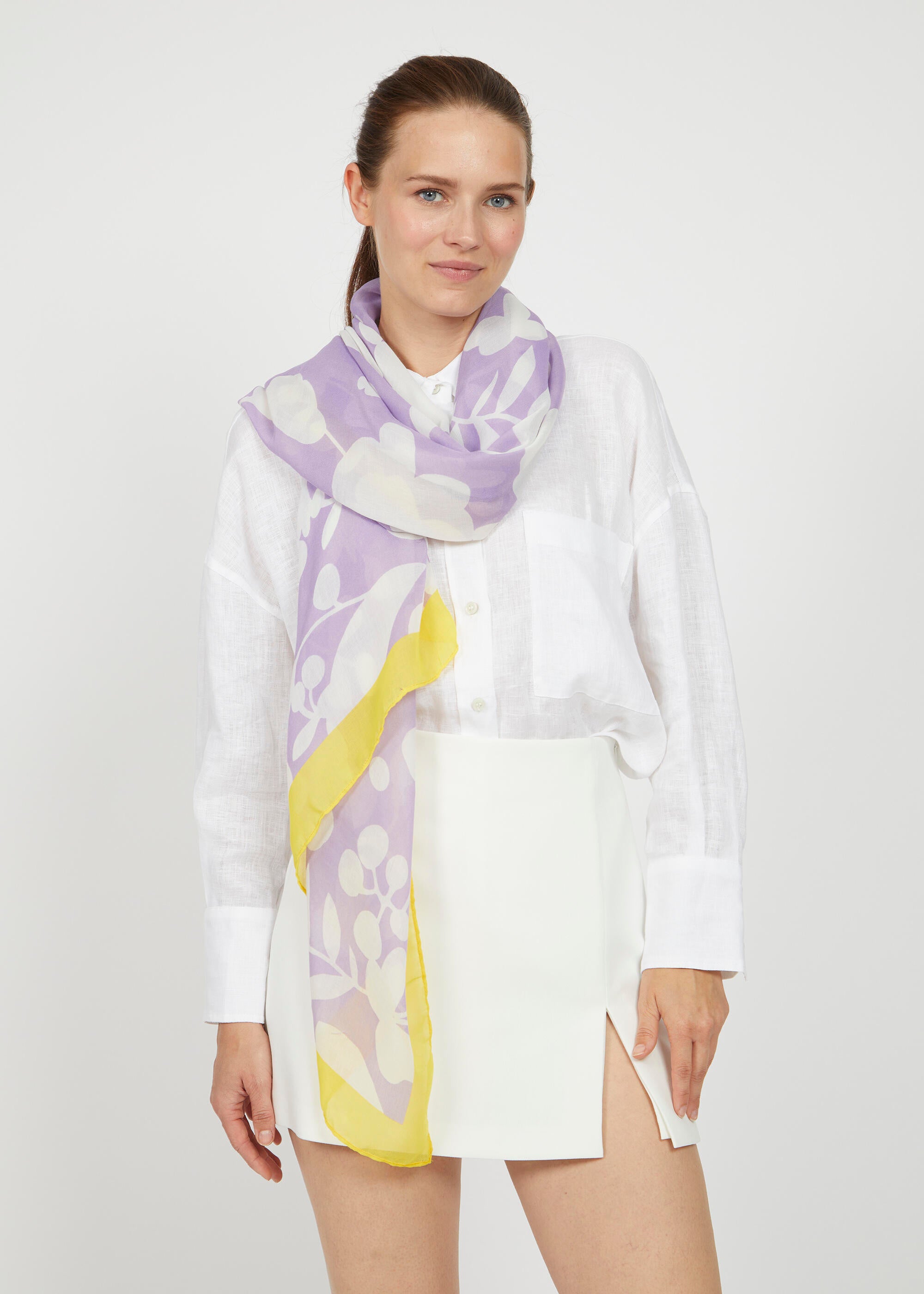 Softer Schal mit Blumenmuster - LIL2 - Violett | Gelb