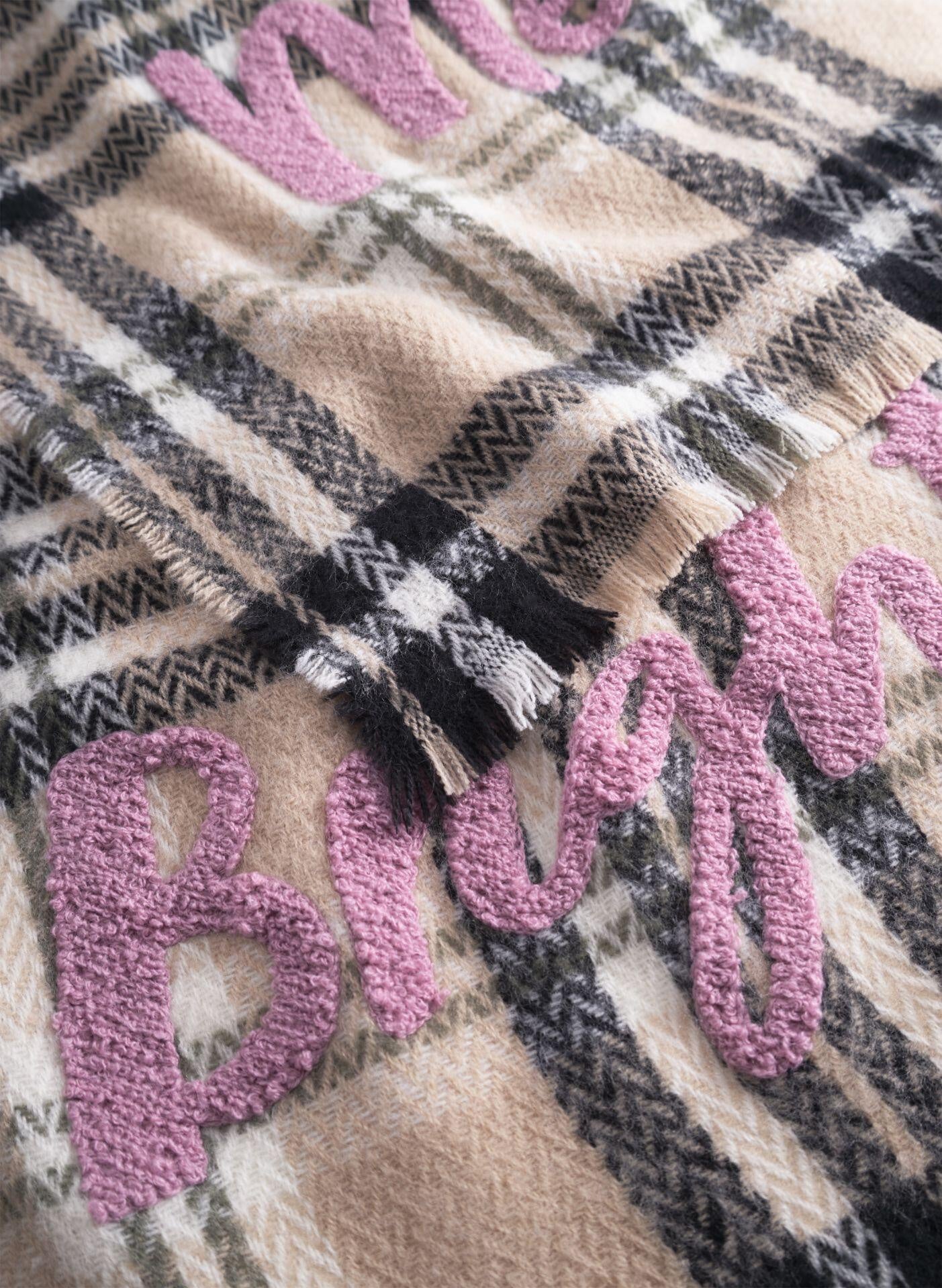 Schal mit Strickerei - BEI2 - Beige