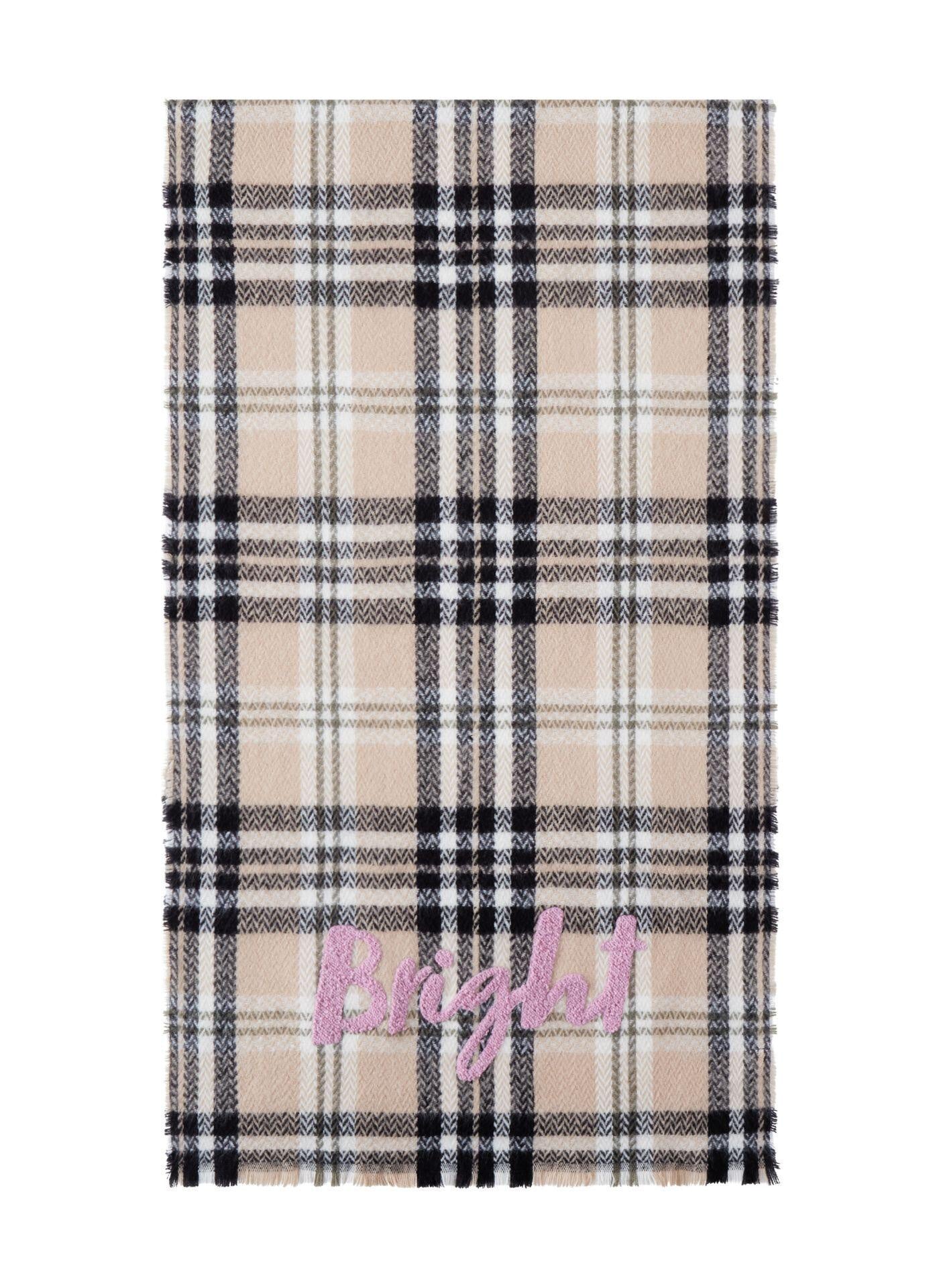 Schal mit Strickerei - BEI2 - Beige