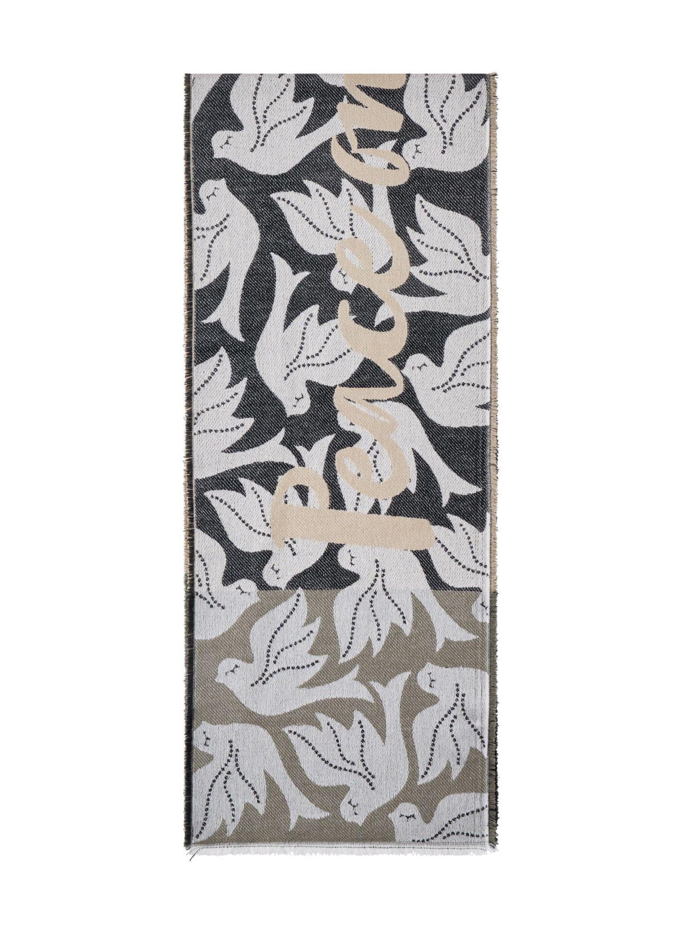 Schal mit PEACE ON EARTH-Schriftzug - BLK2 - Schwarz