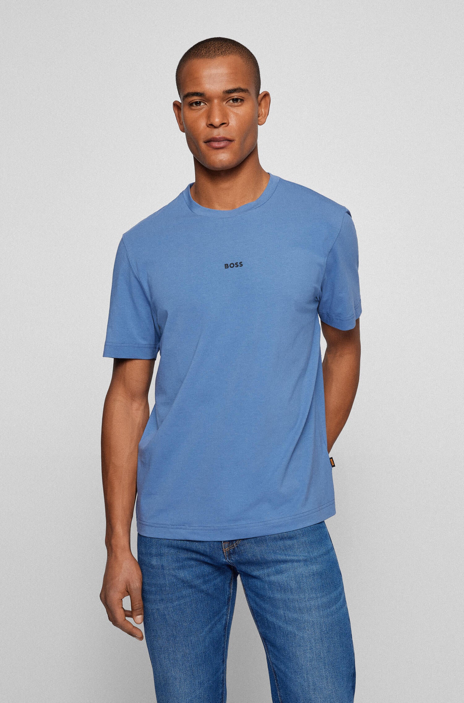 T-Shirt aus Baumwolle - 489-Open Blue - Blau