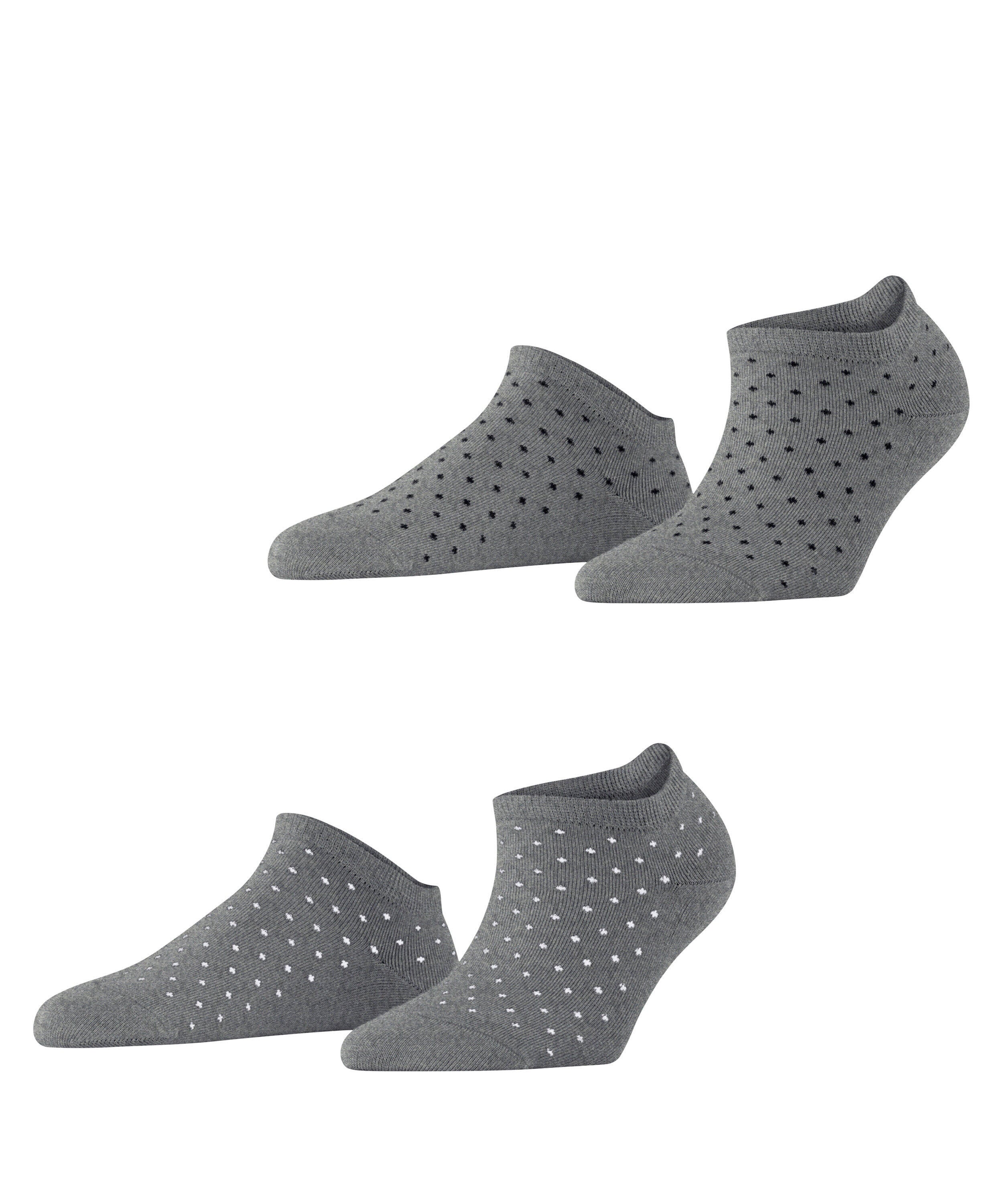 2er-Pack Gepunktete Sneakersocken - 3390 light greymel. - Grau