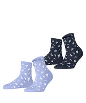 2er-Pack Socken mit Blumenmuster - 0040 sortiment - Violett