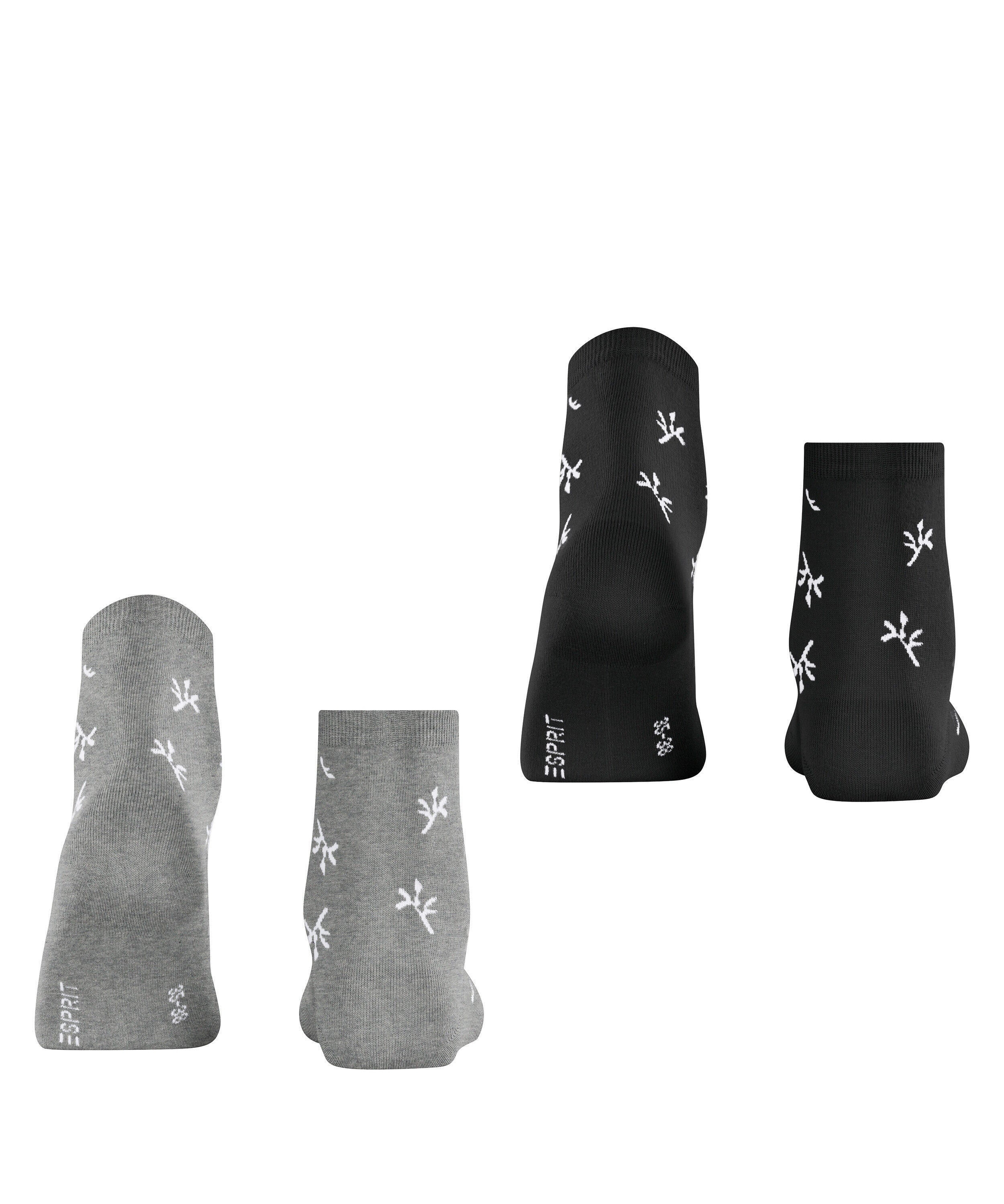 2er-Pack Socken mit Blumenmuster - 0050 sortiment - Grau