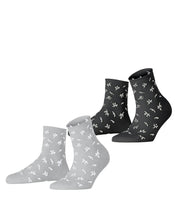 2er-Pack Socken mit Blumenmuster - 0050 sortiment - Grau