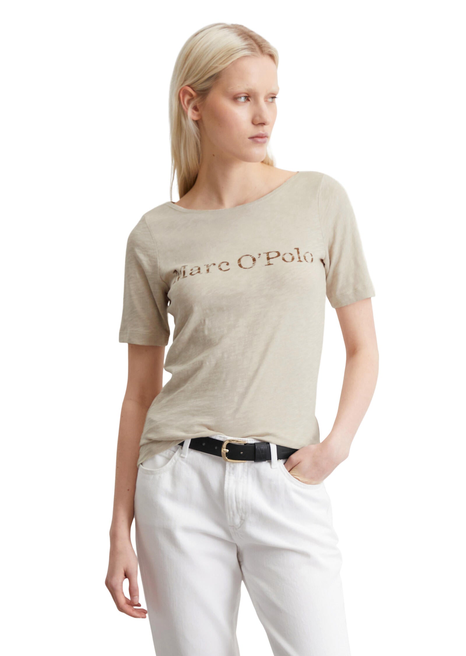 T-Shirt aus Baumwolle - 195-silky stone - Beige