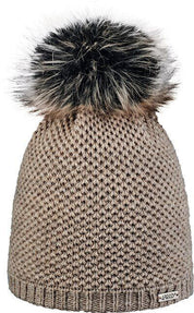 Strickmütze mit Bommel - 060-beige - Beige