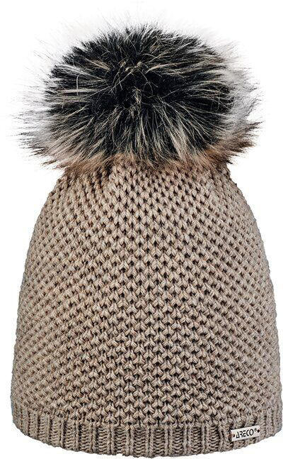 Strickmütze mit Bommel - 060-beige - Beige