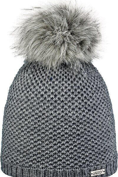 Strickmütze mit Bommel - 120-anthra - Grau