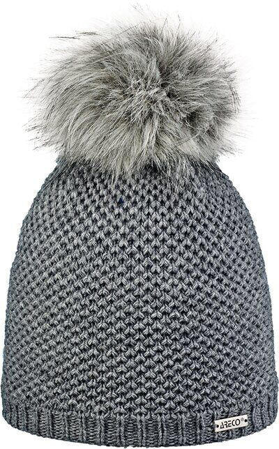Strickmütze mit Bommel - 120-anthra - Grau
