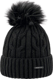 Strickmütze mit Bommel - 100-schwarz - Schwarz