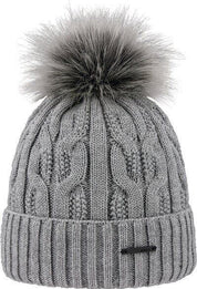 Strickmütze mit Bommel - 145-grau - Grau