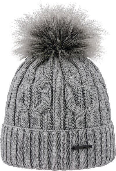 Strickmütze mit Bommel - 145-grau - Grau