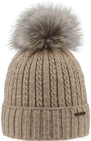 Strickmütze mit Bommel - 060-beige - Beige