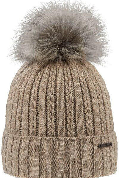 Strickmütze mit Bommel - 060-beige - Beige