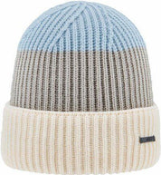Strickmütze gestreift - 010-wollweiss - Weiß
