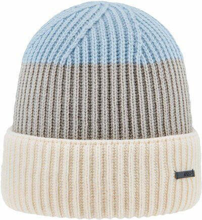 Strickmütze gestreift - 010-wollweiss - Weiß