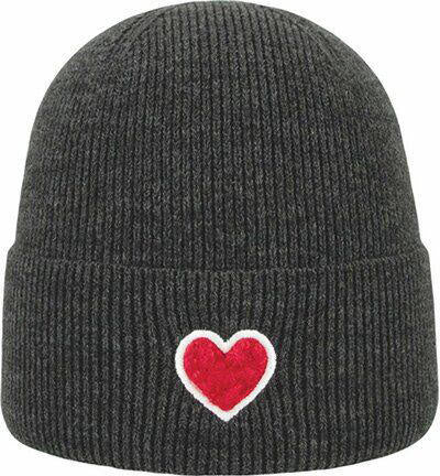 Strickmütze mit Stickerei - 120-anthrazit - Grau
