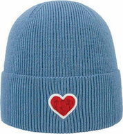 Strickmütze mit Stickerei - 500-blau - Blau