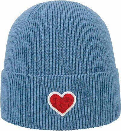 Strickmütze mit Stickerei - 500-blau - Blau