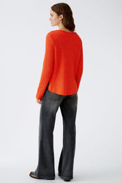 Melierter Strickpullover - 3550-cherry tomato - Orange