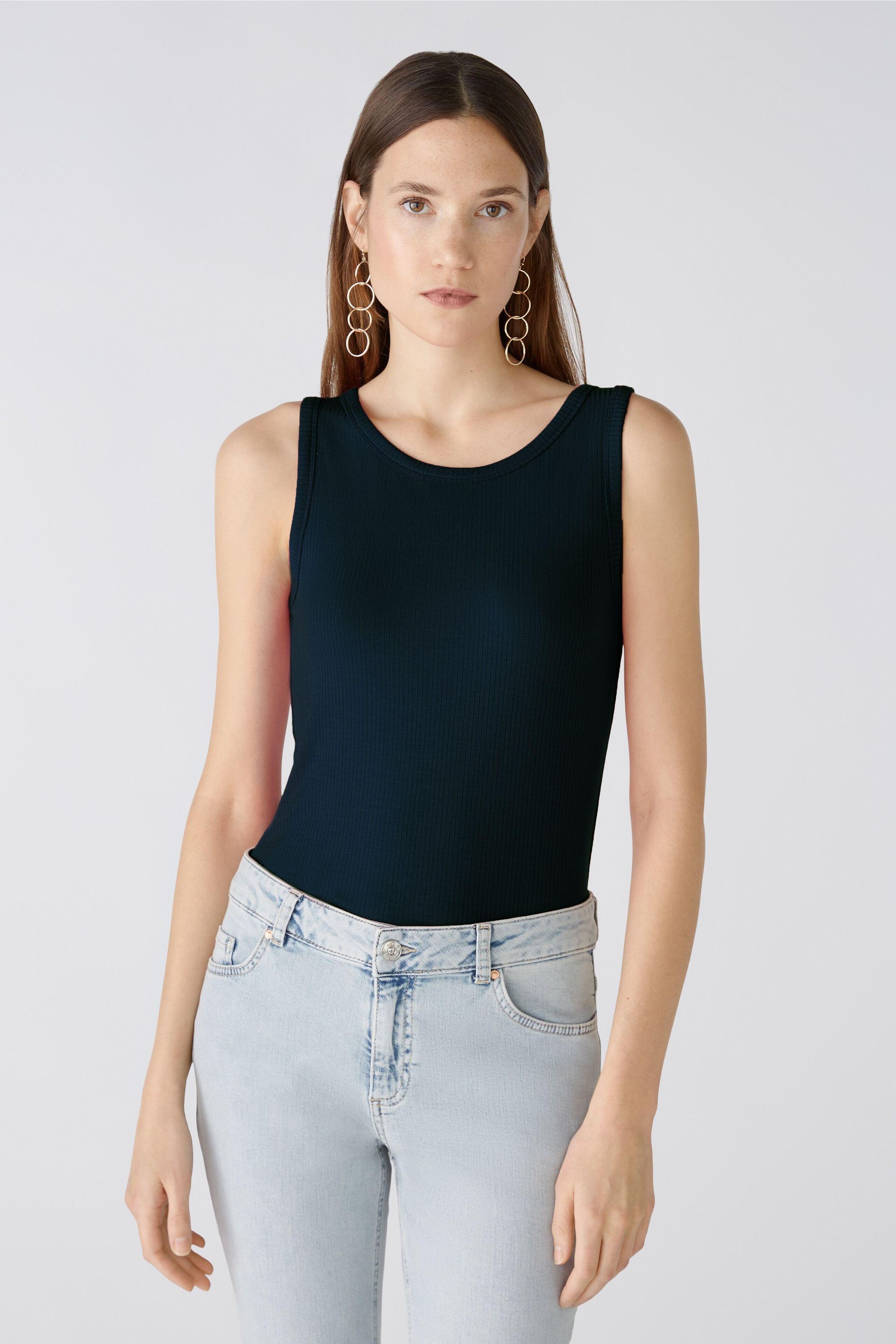 Geripptes Top - 5742-darkblue - Blau