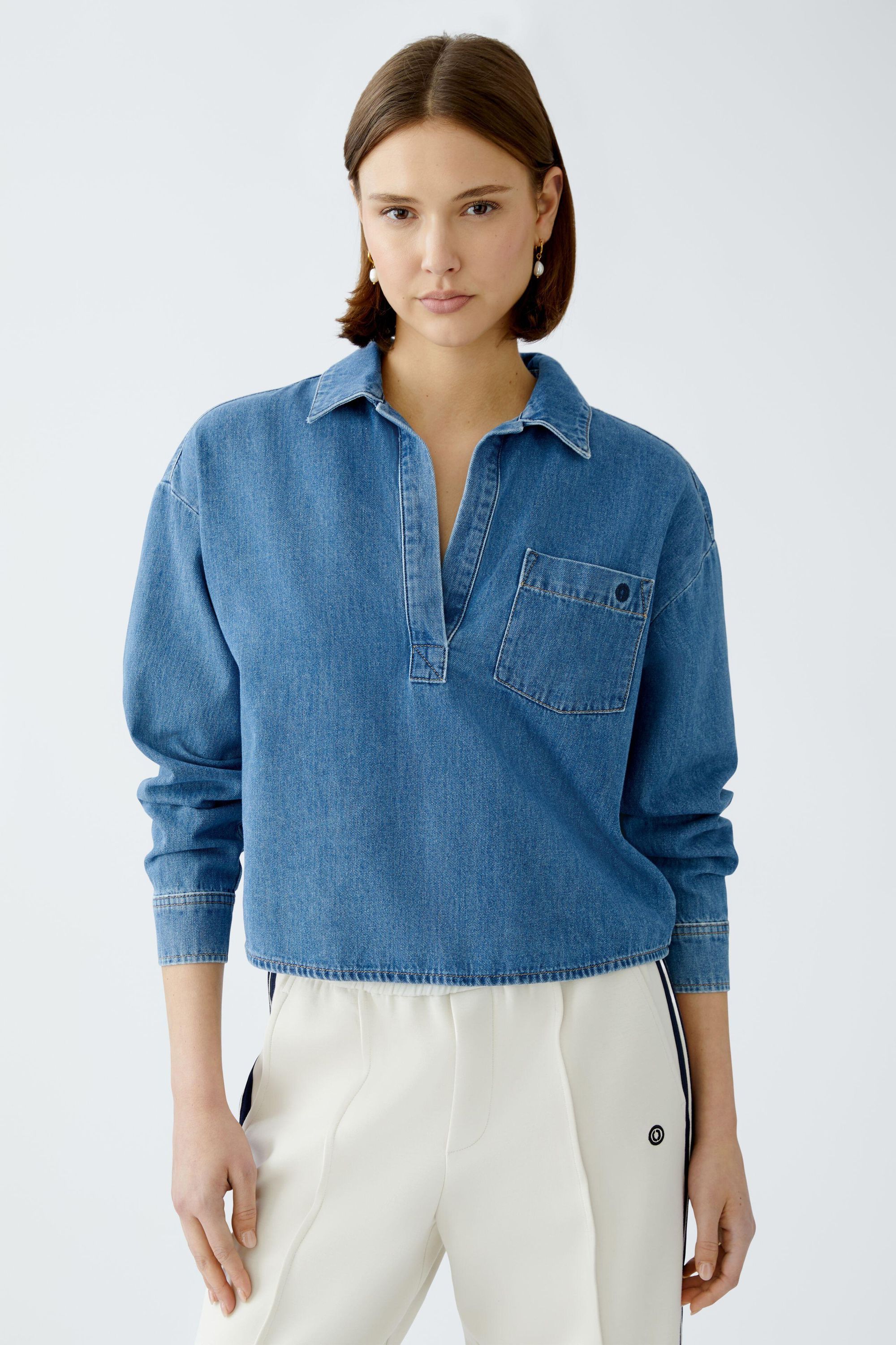 Oversized Jeansbluse - 5400-blue - Blau