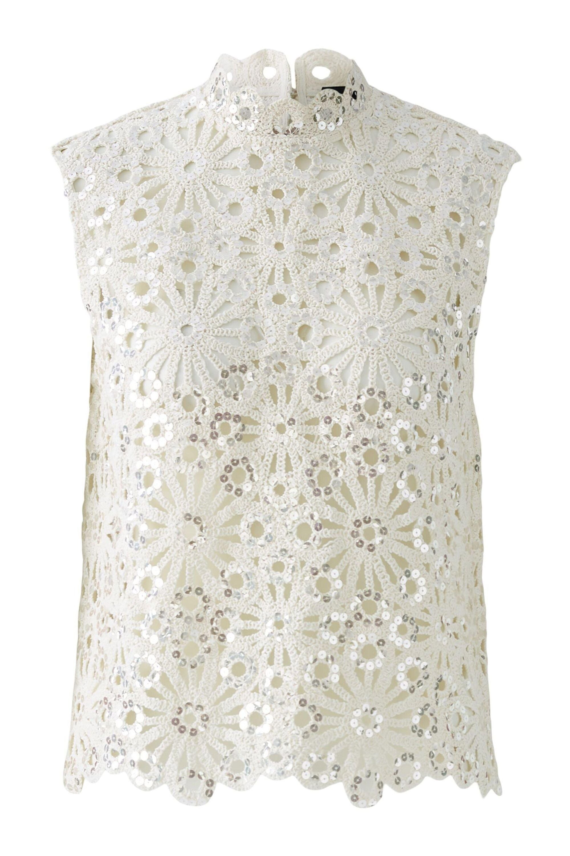 Bluse mit Pailletten - 7032-biscuit - Beige
