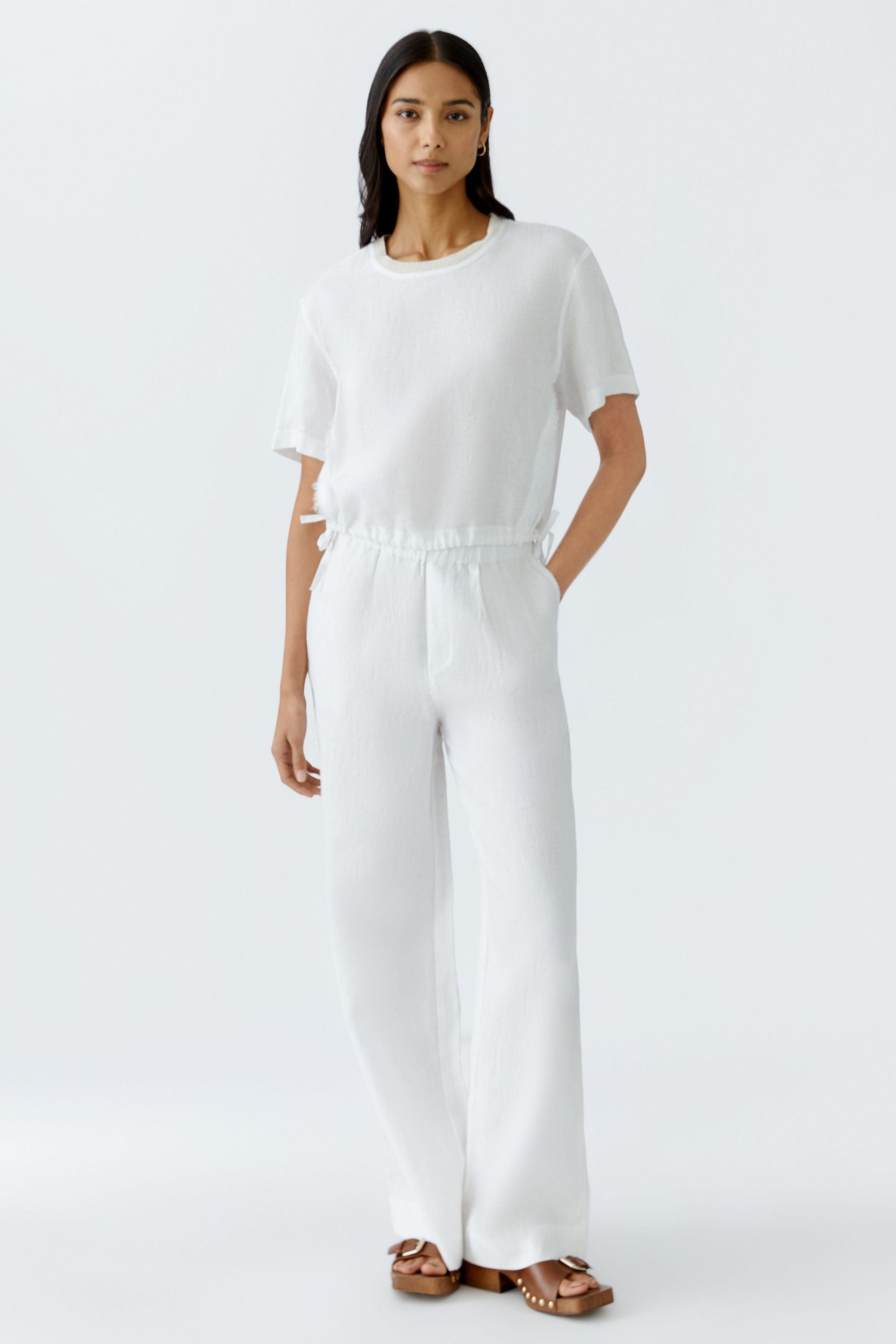 Leinenhose LINEN LOVE Wide Leg - 1002-optic white - Weiß