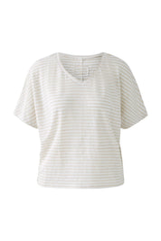 Leinen-T-Shirt oversized - 0731-camel white - Beige
