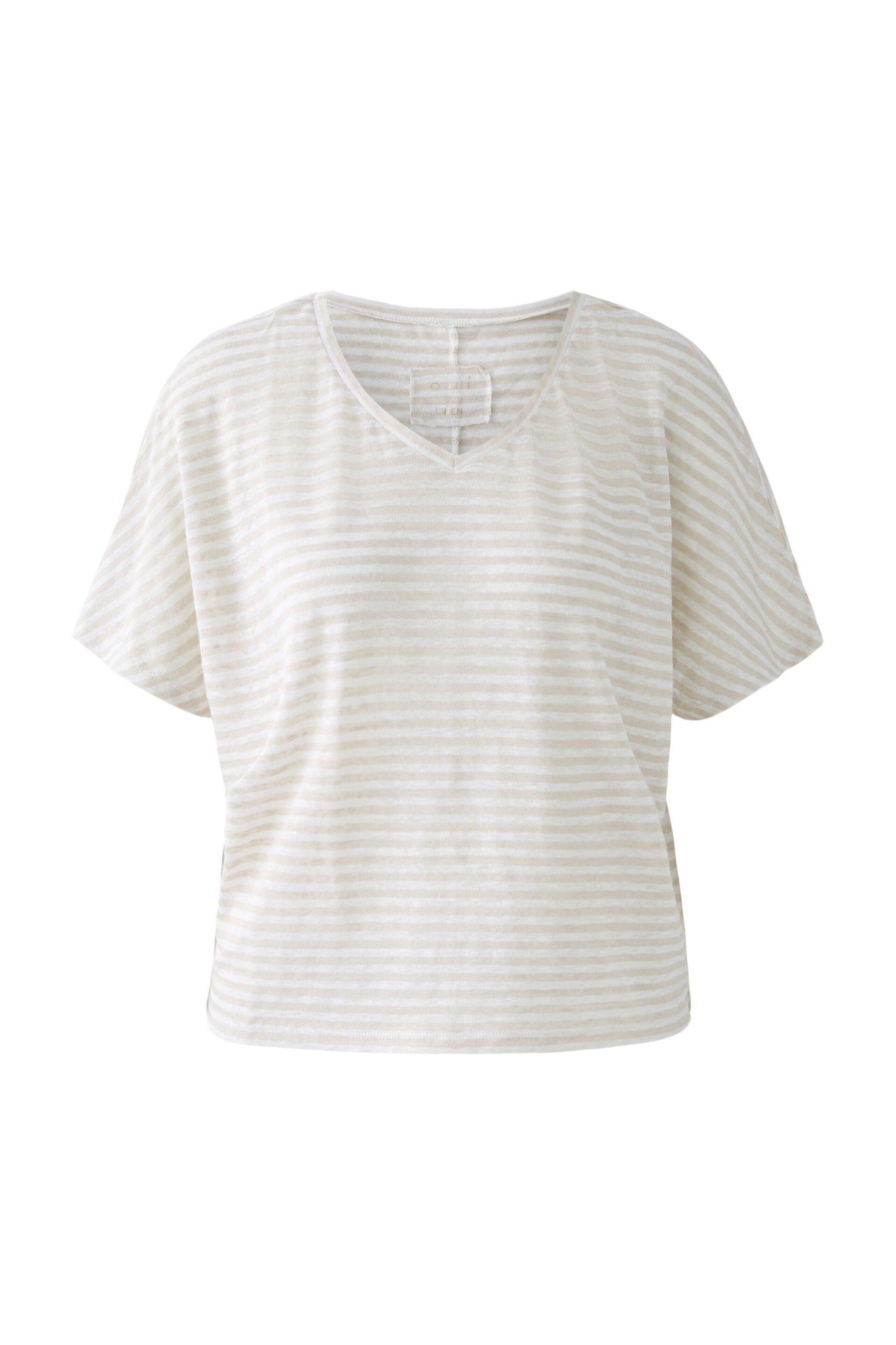 Leinen-T-Shirt oversized - 0731-camel white - Beige