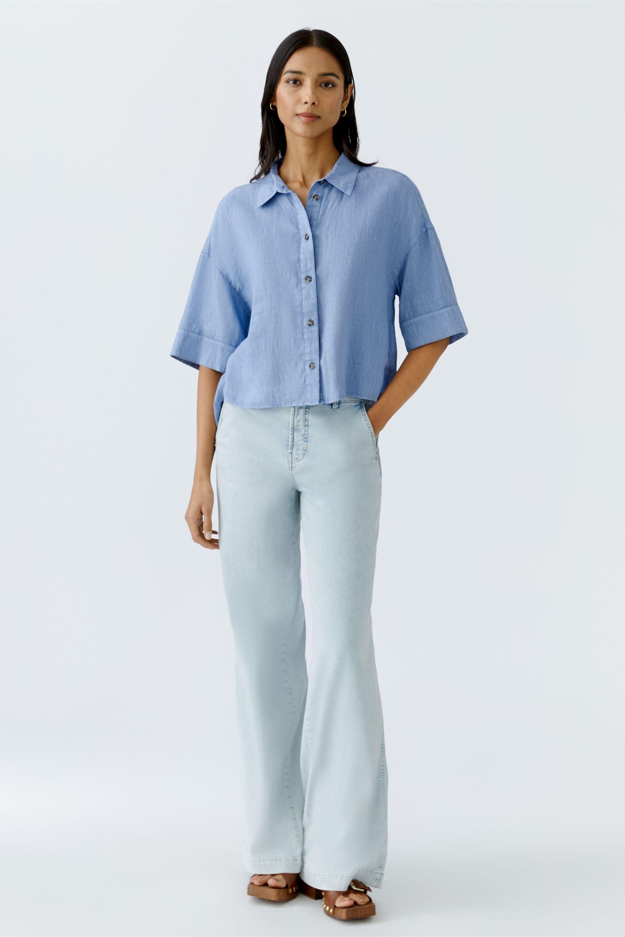 Leinenbluse LINEN LOVE - 5344-ocean blue - Blau