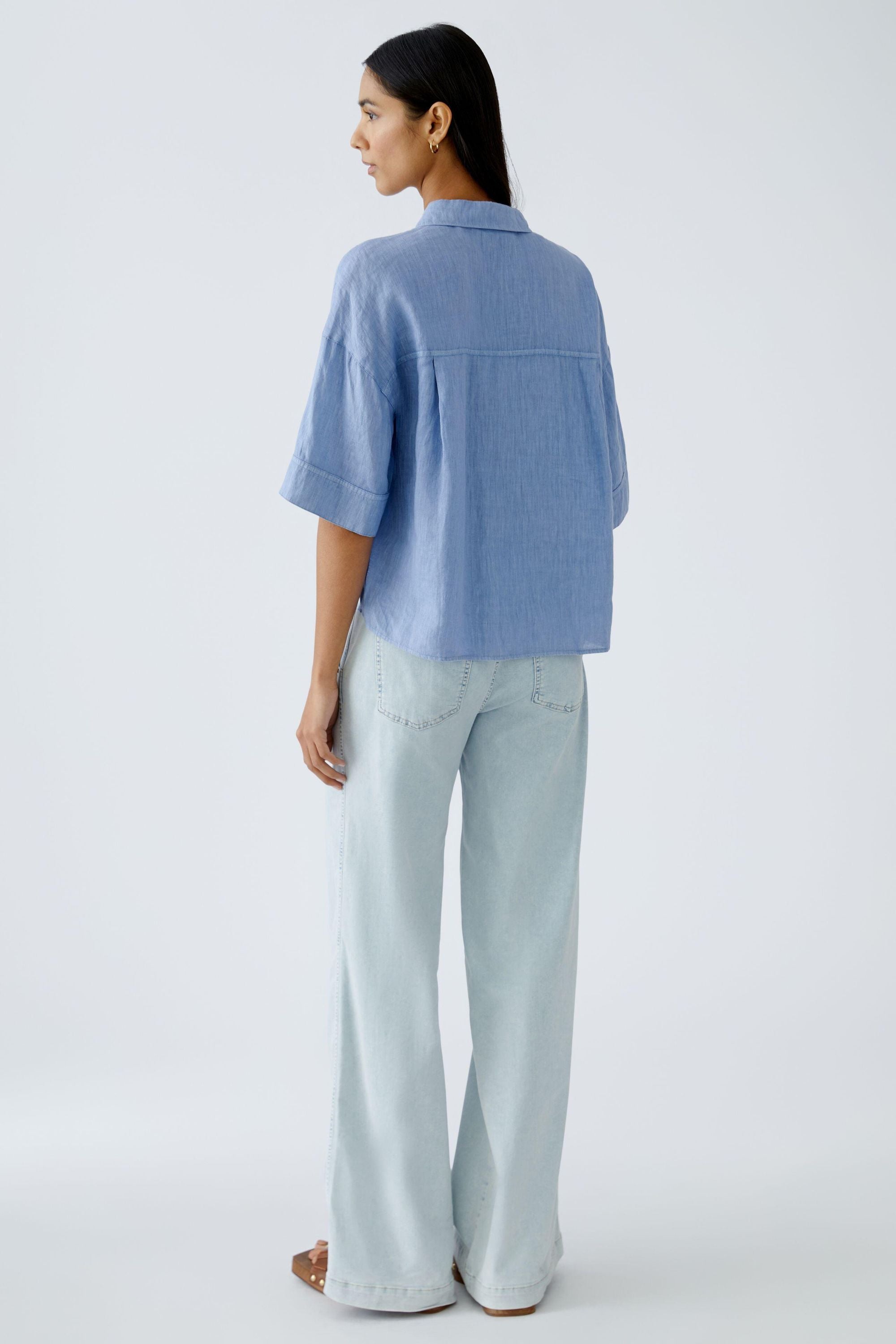 Leinenbluse LINEN LOVE - 5344-ocean blue - Blau