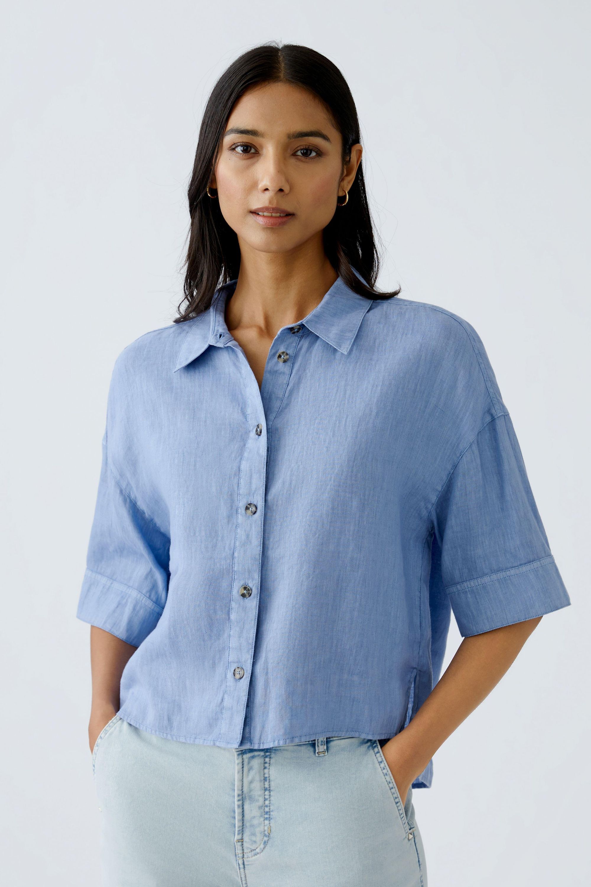 Leinenbluse LINEN LOVE - 5344-ocean blue - Blau
