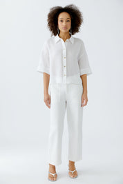 Leinenbluse LINEN LOVE - 1002-optic white - Weiß