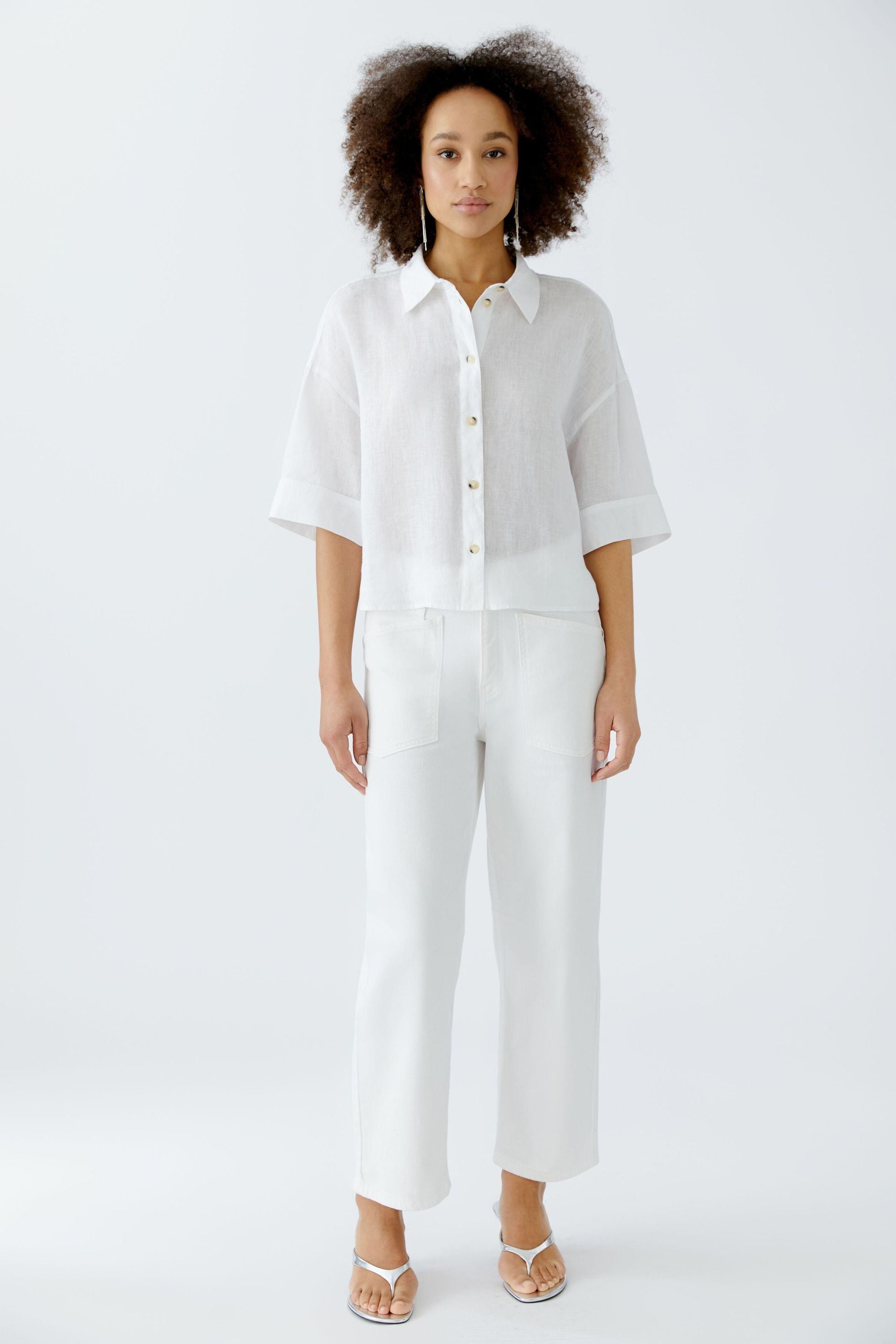 Leinenbluse LINEN LOVE - 1002-optic white - Weiß