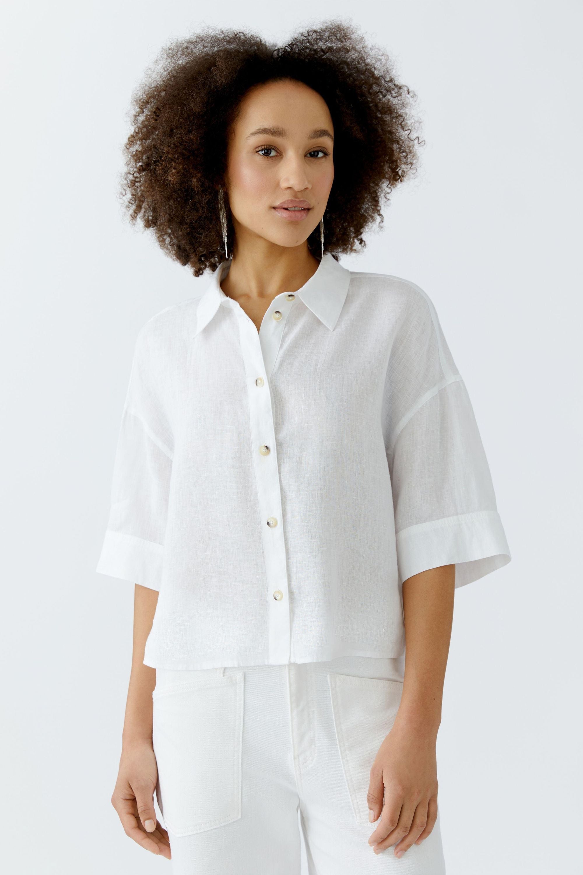 Leinenbluse LINEN LOVE - 1002-optic white - Weiß