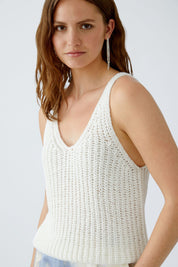 Stricktop Slim Fit - 1006-cloud dancer - Weiß