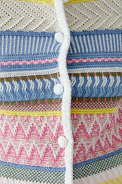 Strickjacke aus Baumwolle - 0335-pink blue - Mehrfarbig