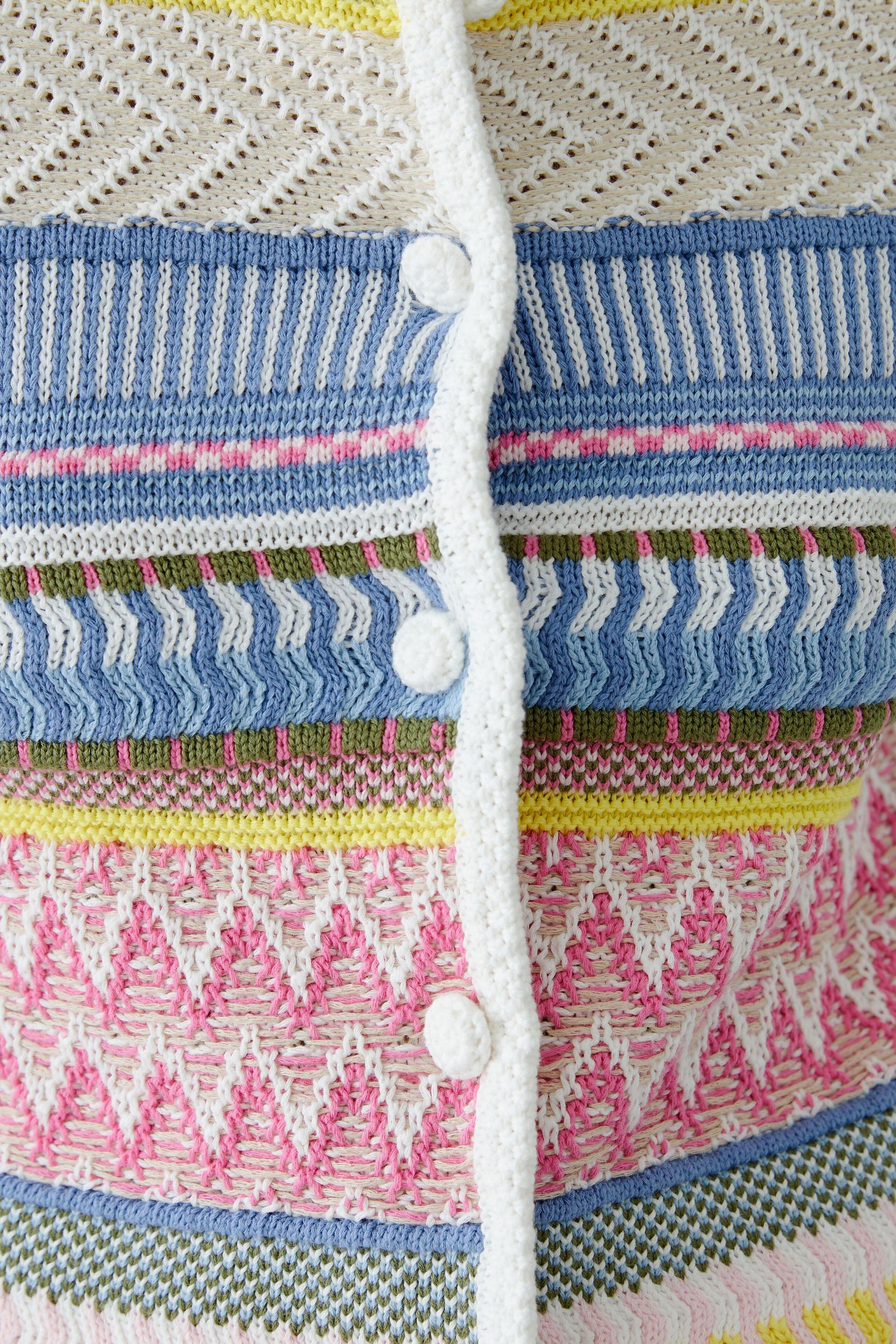 Strickjacke aus Baumwolle - 0335-pink blue - Mehrfarbig